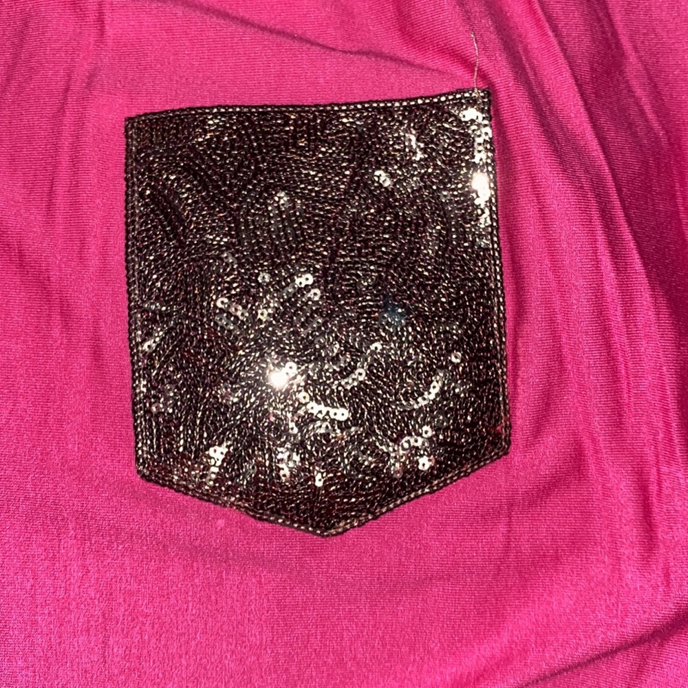 E.Luna Pink Top with Sequin Pocket - Picture 3 of 6